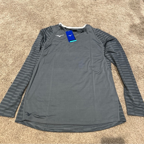 Mizuno Women's Gray and White Performance Athletic Shirt Large - Picture 1 of 5